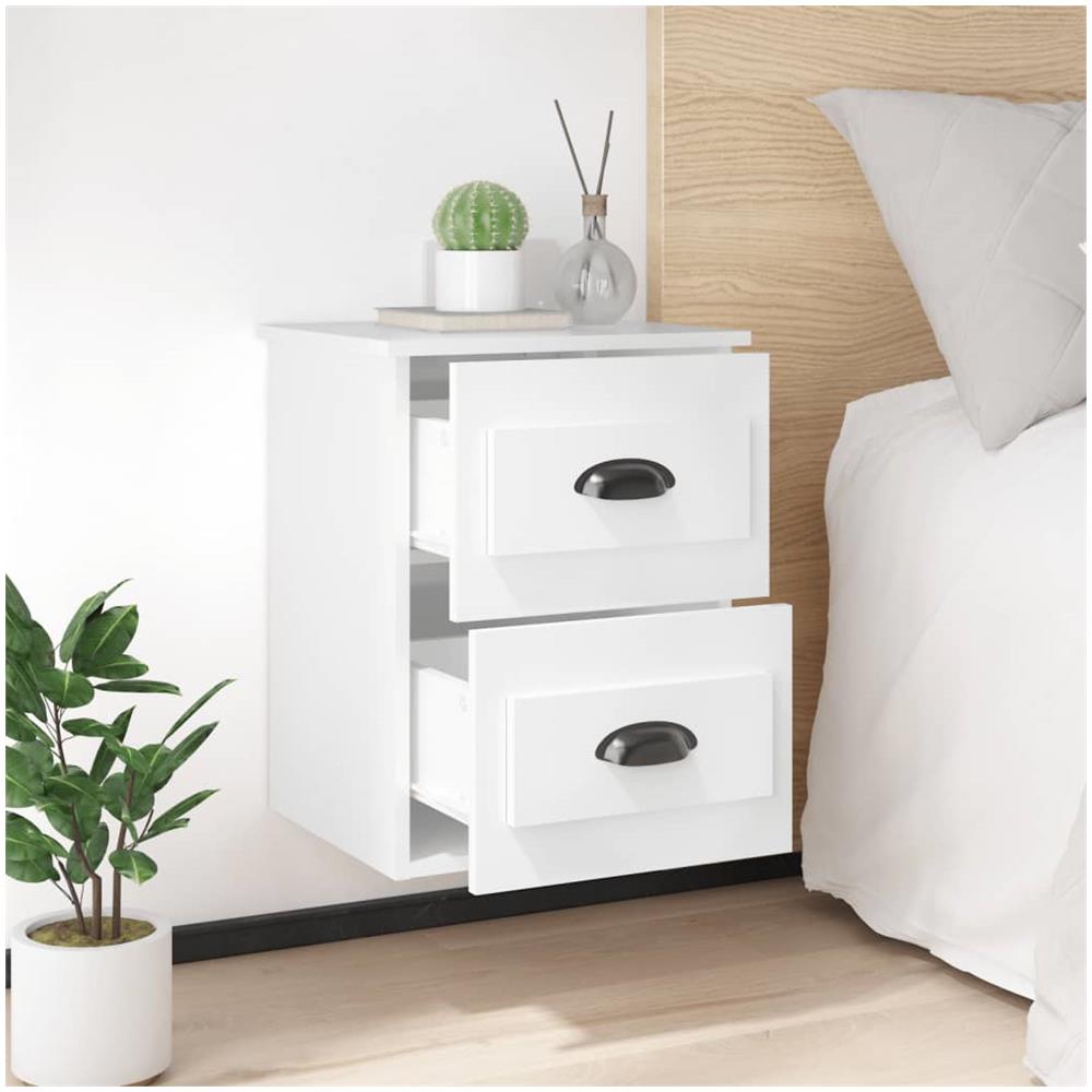 Comodino A Parete Bianco Lucido 41,5x36x53 Cm - Foto 3