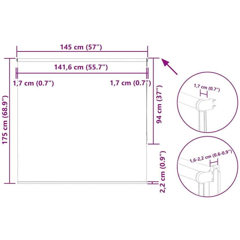 Tenda a Rullo Oscurante 145x175 cm Larghezza Tessuto 141,6 cm - Foto 10