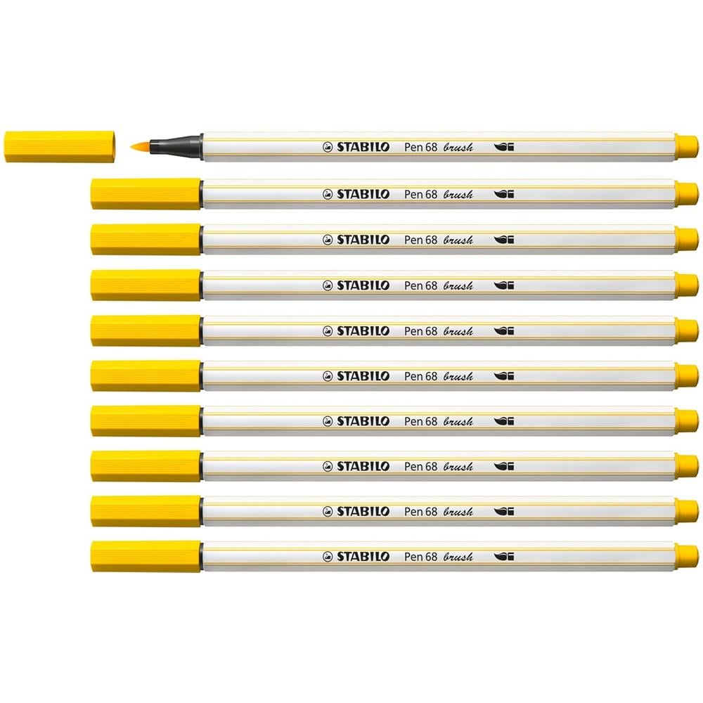 Pen 68 brush - Pennarello Premium con punta a pennello - Confezione da 10 - Giallo - Foto 1