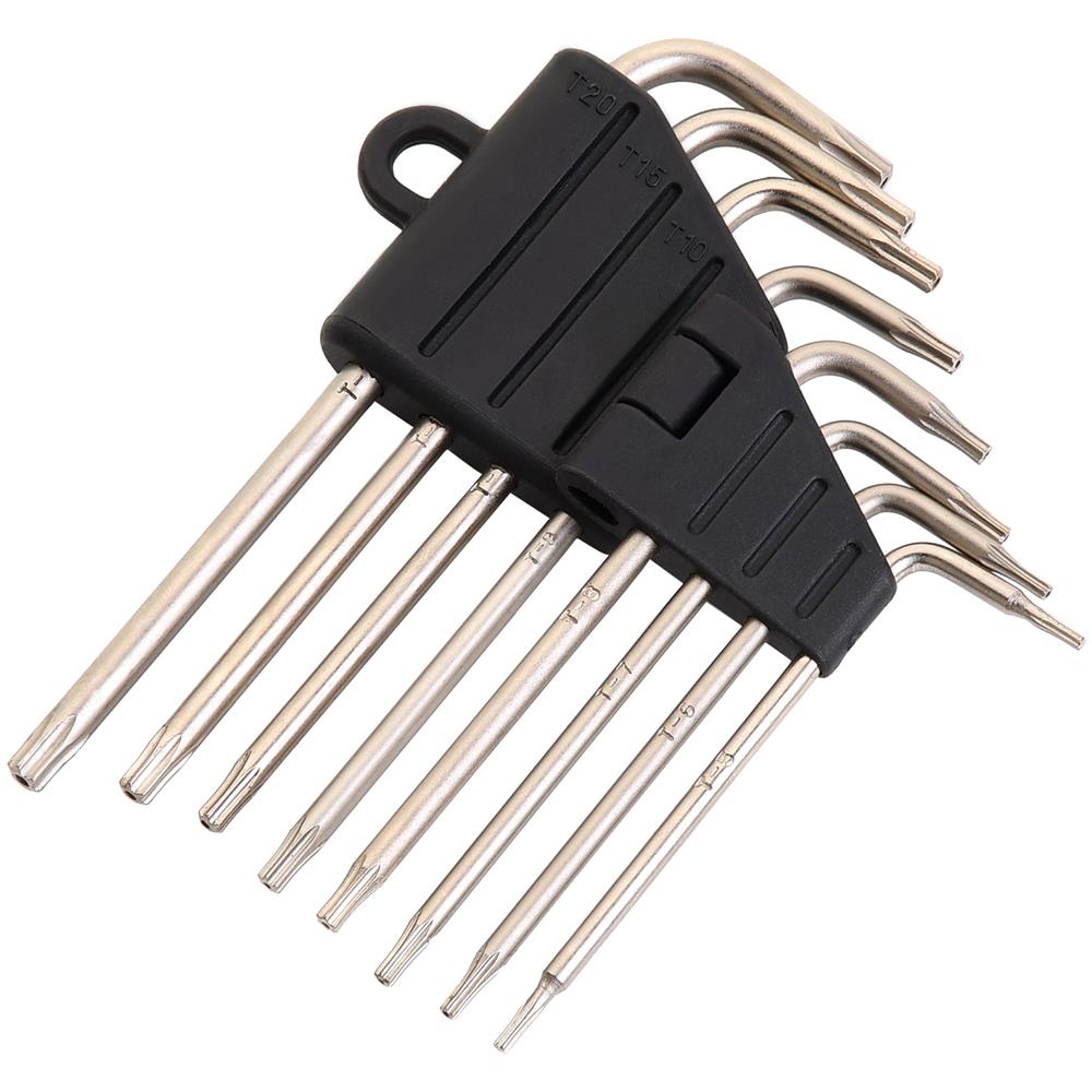 Set 8pz chiavi Torx di sicurezza (con foro), acciaio S2, dimensioni T5/TT6-TT20 - Foto 1
