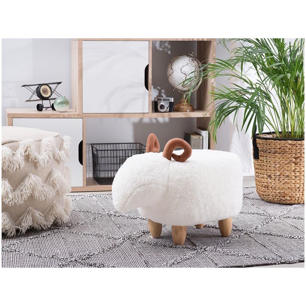 Pouf In Tessuto Bianco Lamb - Foto 1