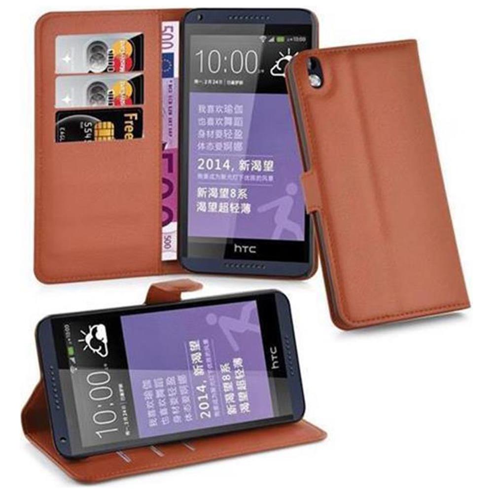 Custodia Compatibile Con Htc Desire 816 In Marrone Pastello - Coperchio Protettiva Con Chiusura Magnetica, Funzione Stand E Tasca Per Le Carte - Foto 1