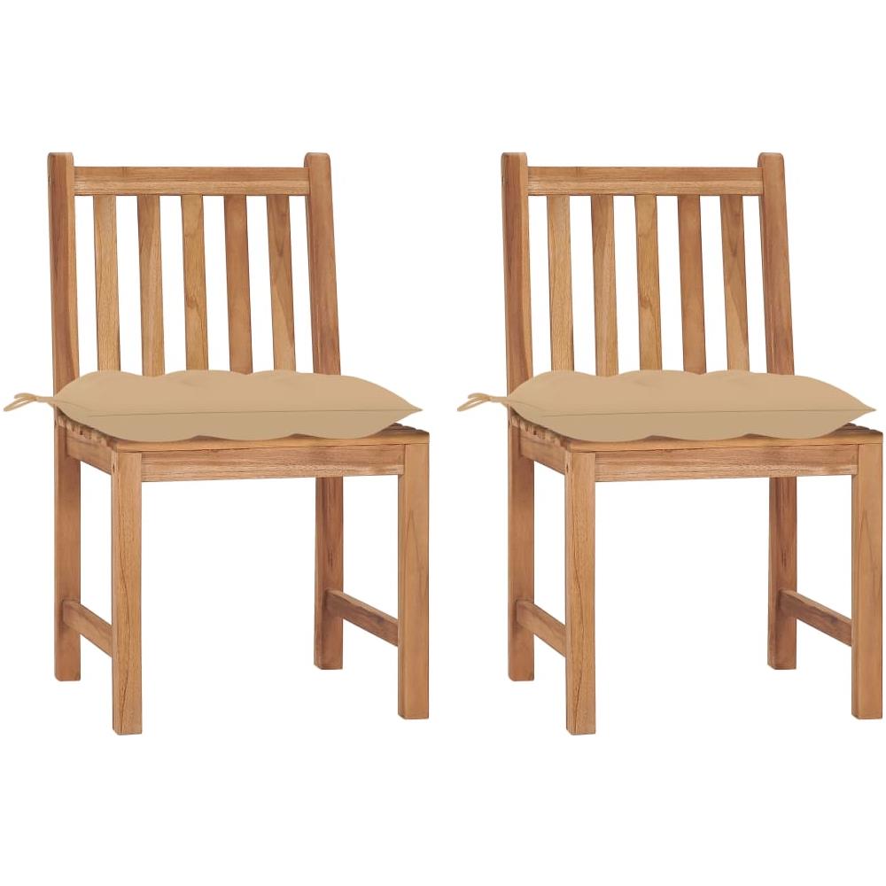 Sedie Da Giardino 2 Pz Con Cuscini In Legno Massello Di Teak - Foto 1