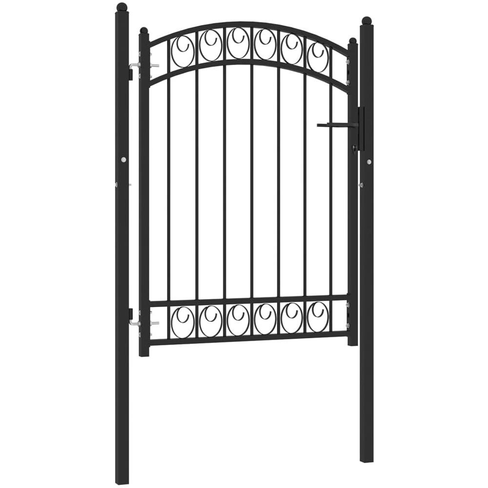Cancello Per Recinzione Ad Arco In Acciaio 100x125 Cm Nero - Foto 2