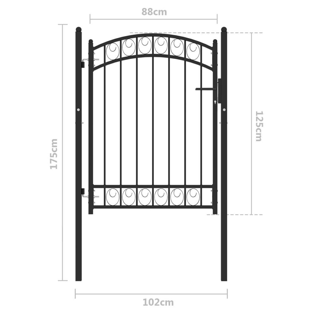 Cancello Per Recinzione Ad Arco In Acciaio 100x125 Cm Nero - Foto 5