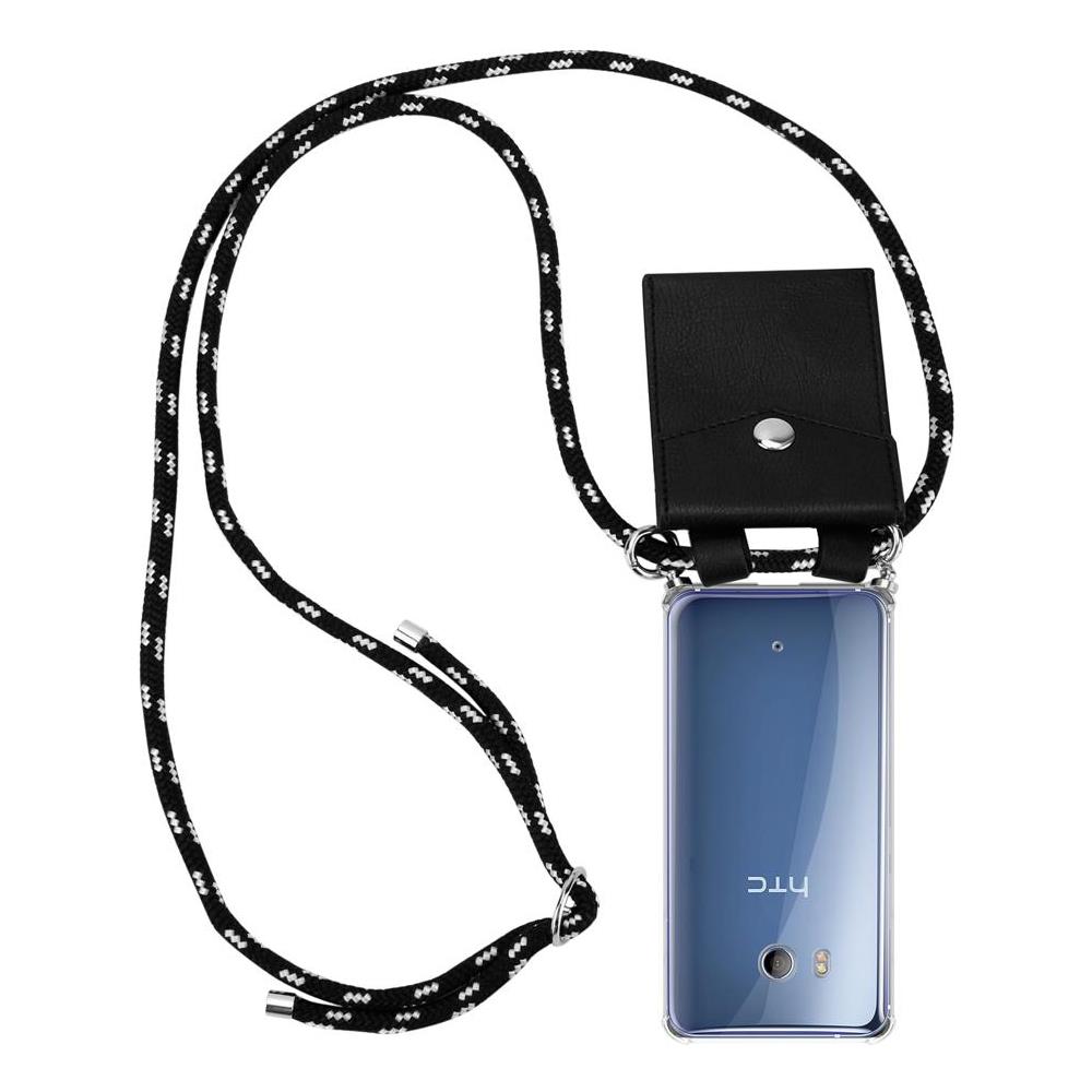 Catena Di Telefoni Cellulari Compatibile Con Htc Ocean / U11 In Nero Argento - Coperchio Protettivo In Silicone Con Anelli D'argento, Cinturino In Corda E Custodia Staccabile - Foto 1