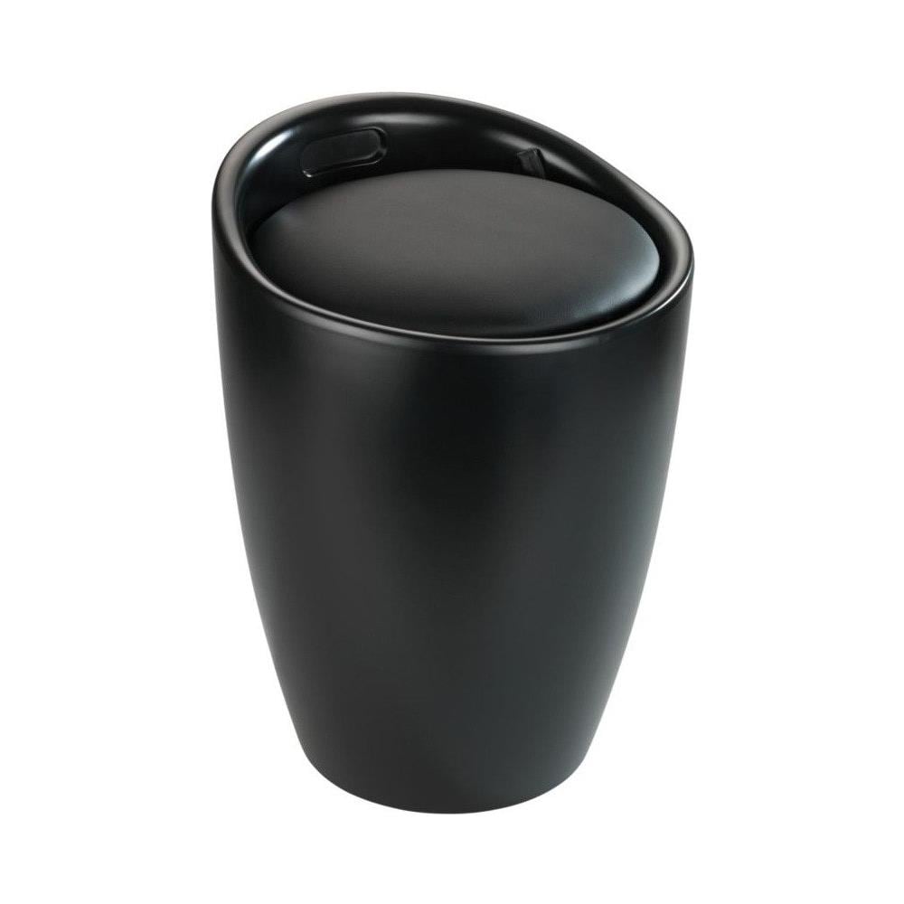 Cestino Portabiancheria Con Sedile Candy, Nero Opaco, 2in1, - Foto 1