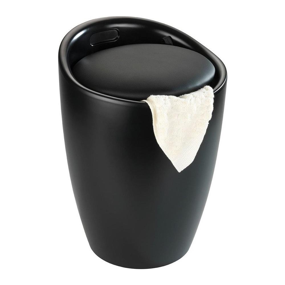 Cestino Portabiancheria Con Sedile Candy, Nero Opaco, 2in1, - Foto 2