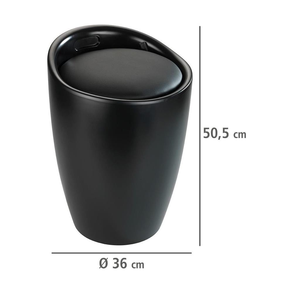 Cestino Portabiancheria Con Sedile Candy, Nero Opaco, 2in1, - Foto 3