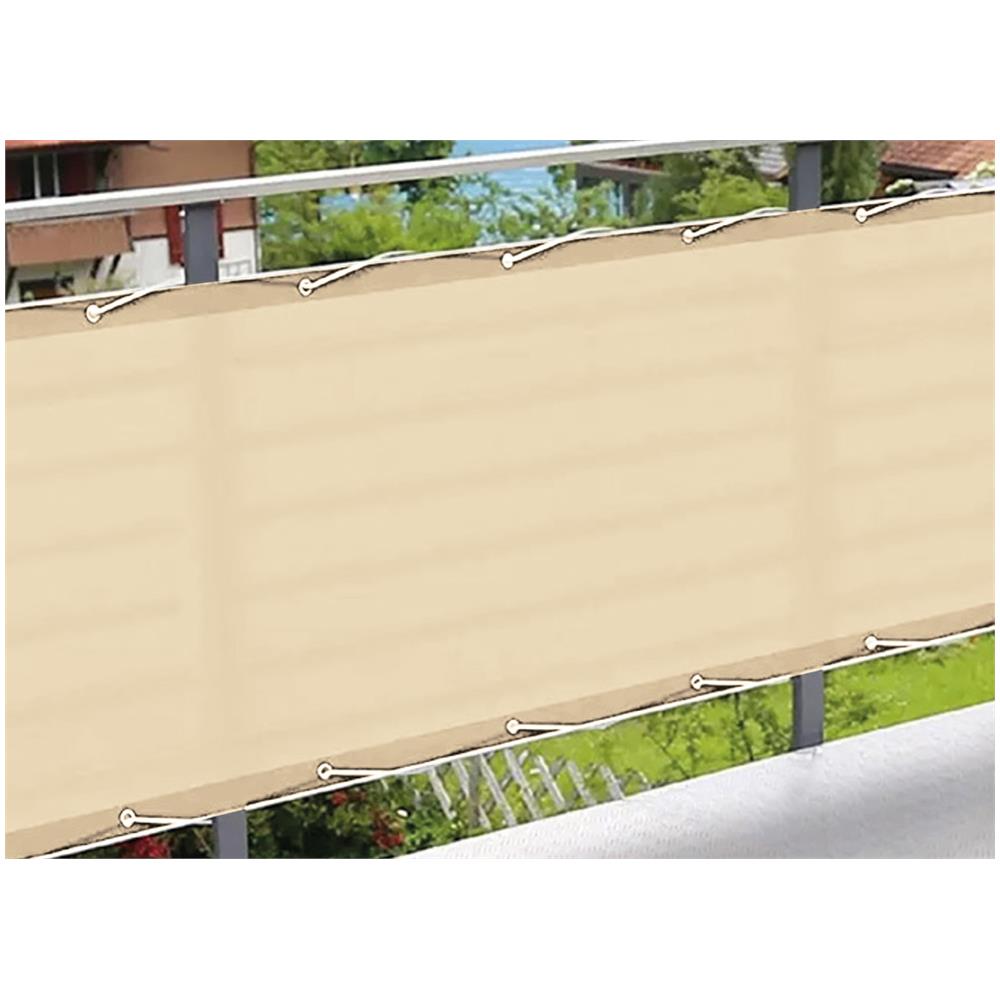 Telo Frangivista Vento Copribalcone Ringhiera Esterno Giardino Tinta Unita Panna Con Occhielli - Foto 1