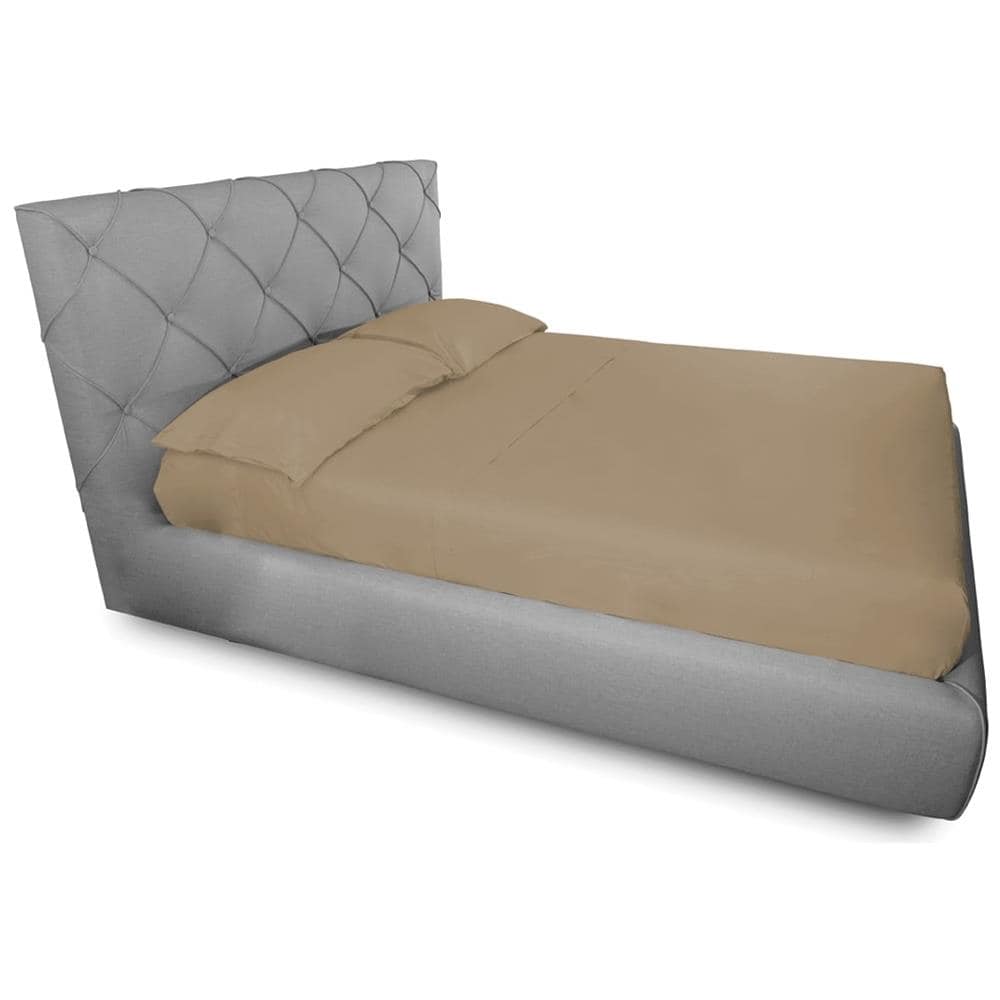 Completo Lenzuola Made In Italy In Puro Cotone Tinta Unita Varie Colorazioni Matrimoniale Tortora - Foto 1