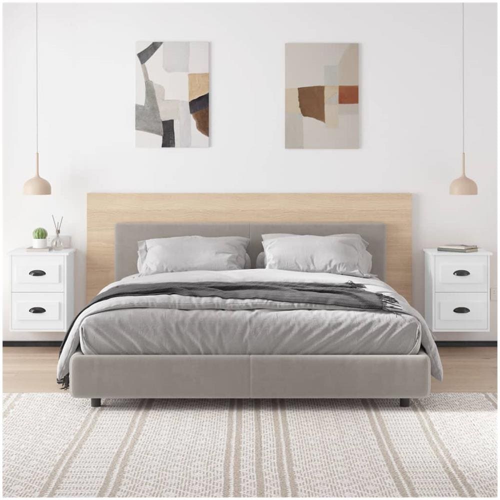 Comodini A Parete 2 Pz Bianco Lucido 41,5x36x53 Cm - Foto 3
