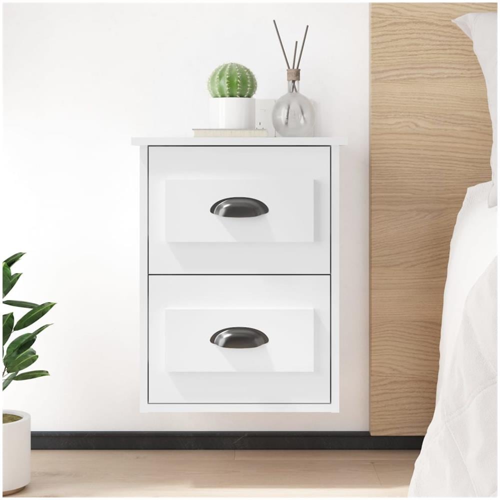 Comodini A Parete 2 Pz Bianco Lucido 41,5x36x53 Cm - Foto 1