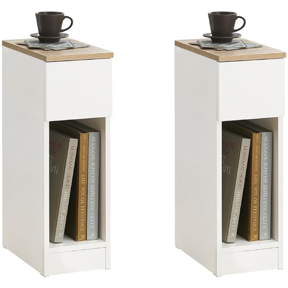 Set 2 Comodini 20x60x35 Cm Bianchi Fbt111-wnx2 - Foto 1