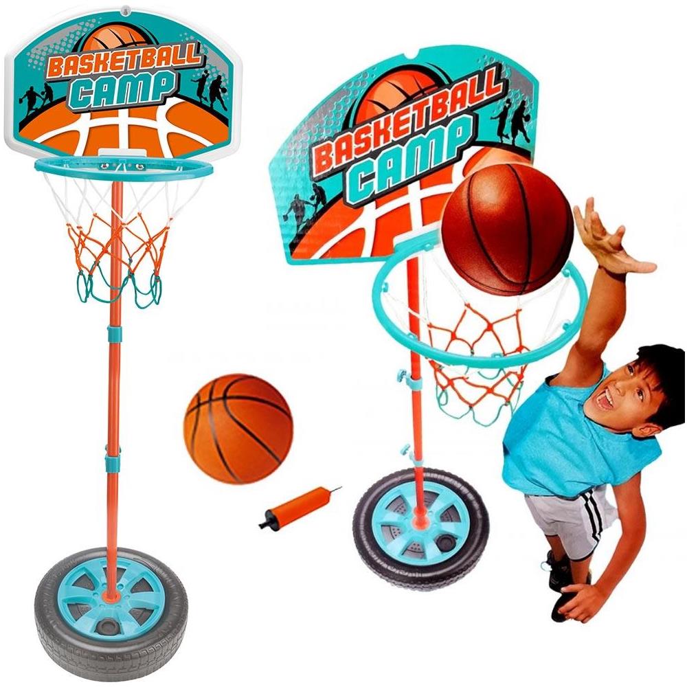 Basket Canestro Piantana Giocattolo Bambini Regolabile con Pallone e Gonfiatore - Foto 1