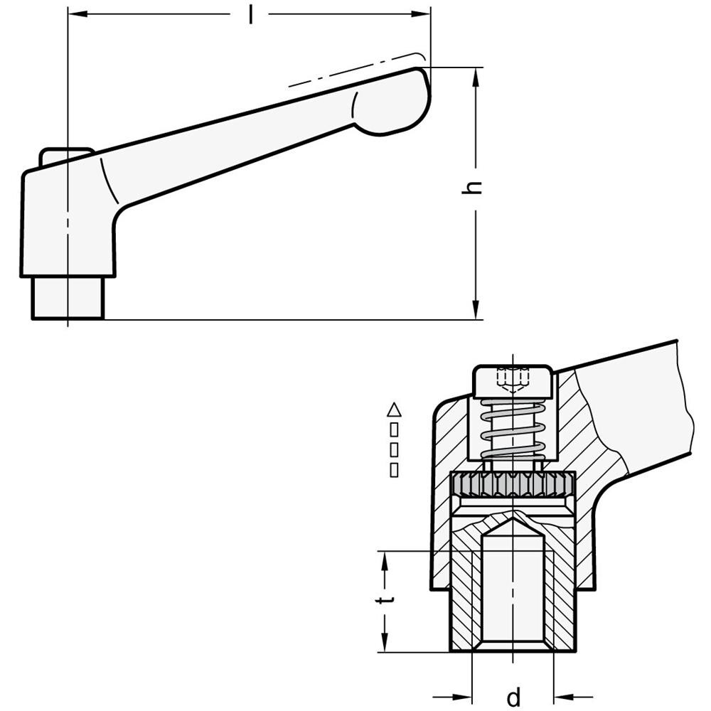 Ganter Norm Elementi Regolabili Leva Di Bloccaggio Con Filettatura Femmina In Acciaio Inox, Nero, Strukturmatt, Gn 300.1ã? â ã¢â? ¬â? ? ã? â 63ã? â della M8ã? â della Sw - Foto 2