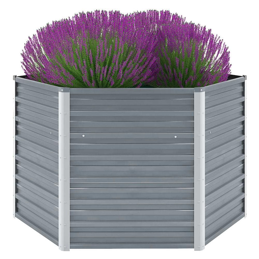 Letto Rialzato Giardino in Acciaio Zincato 129x129x77 cm Grigio - Foto 1
