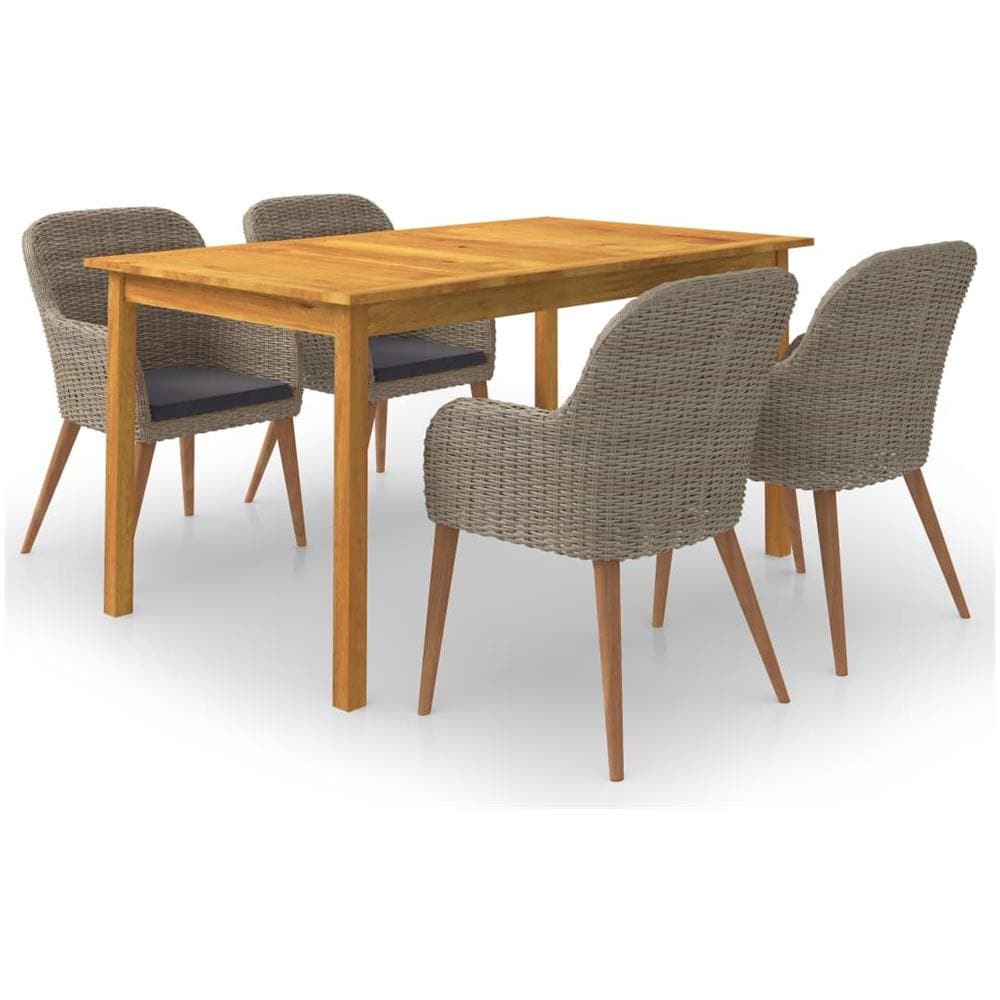 Set Mobili Da Pranzo Per Giardino 5 Pz Marrone - Foto 1