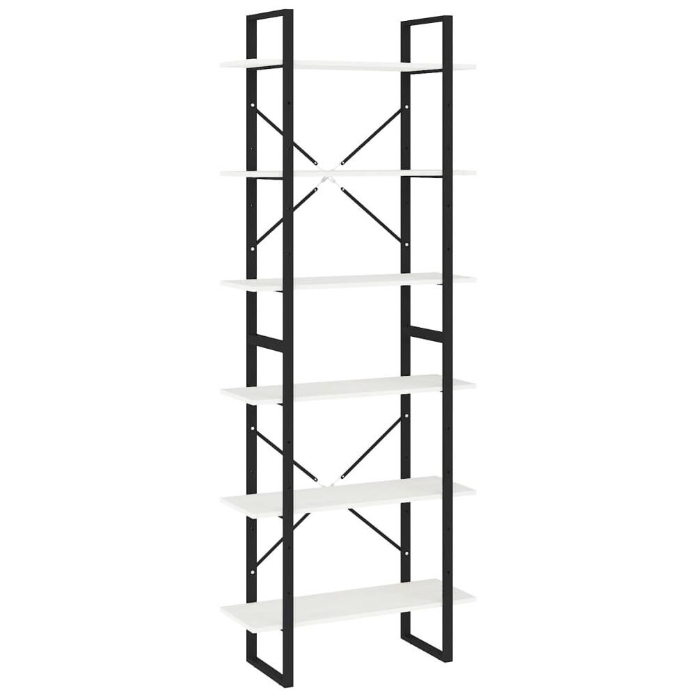 Scaffale Alto Bianco 80x30x210 Cm In Legno Massello Di Pino - Foto 2