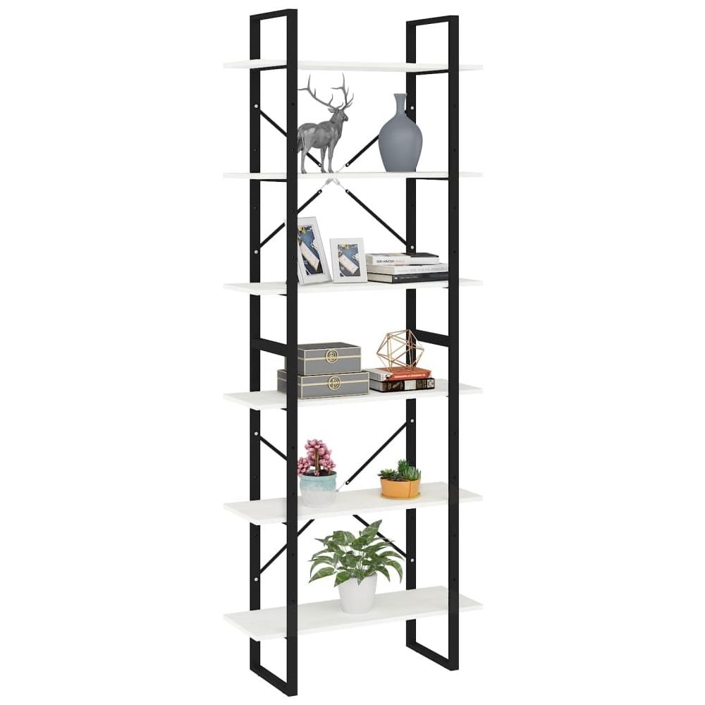 Scaffale Alto Bianco 80x30x210 Cm In Legno Massello Di Pino - Foto 3