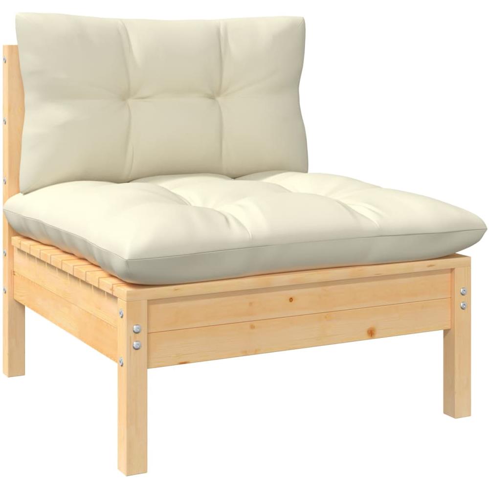Set Divani da Giardino 3 pz con Cuscini Crema Massello di Pino - Foto 3
