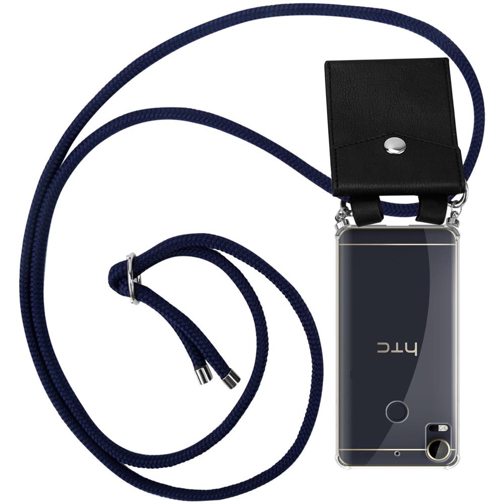 Catena Di Telefoni Cellulari Compatibile Con Htc Desire 10 Lifestyle / Desire 825 In Blu Notte - Coperchio Protettivo In Silicone Con Anelli D'argento, Cinturino In Corda E Custodia Staccabile - Foto 1