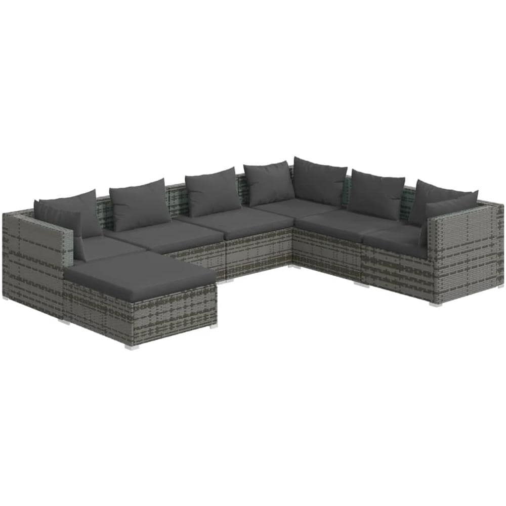 Set Divani Da Giardino 7 Pz Con Cuscini In Polyrattan Grigio - Foto 1