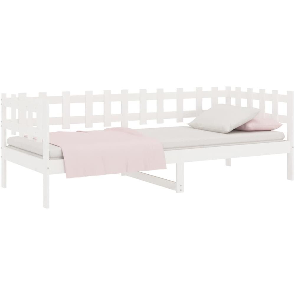 Dormeuse Bianca 90x200 Cm In Legno Massello Di Pino - Foto 3