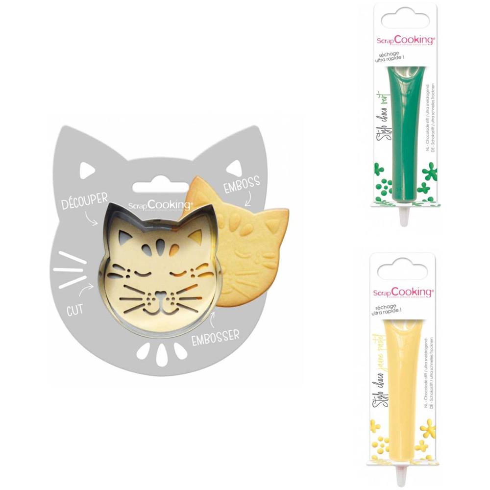 Kit Biscotti Di Soccorso Per Gatti + 2 Penne Di Cioccolato Verde E Giallo Pastello - Foto 1