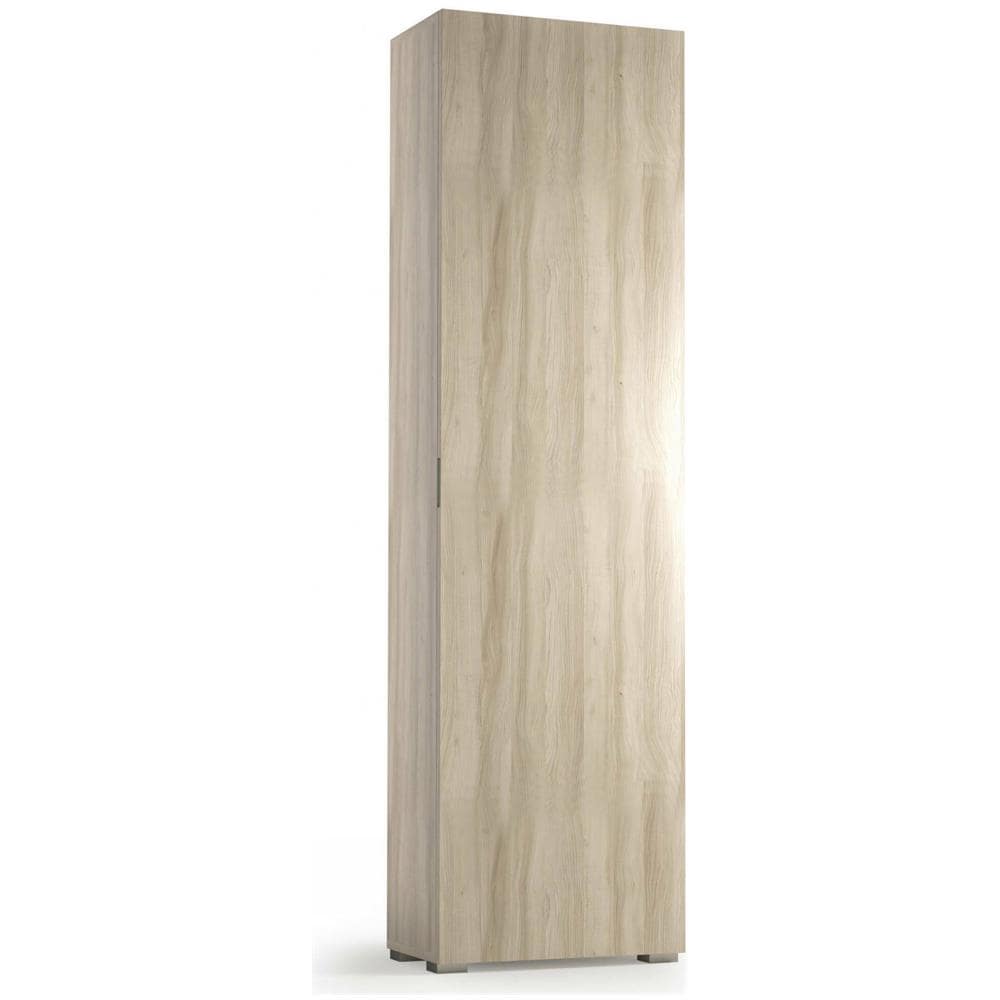 Armadio Multiuso Fiordaliso, Mobile Lineare A 1 Anta E 7 Ripiani, Colonna Da Ingresso O Bagno, Scarpiera Moderna, 100% Made In Italy, 50x30h182 Cm, Olmo - Foto 2