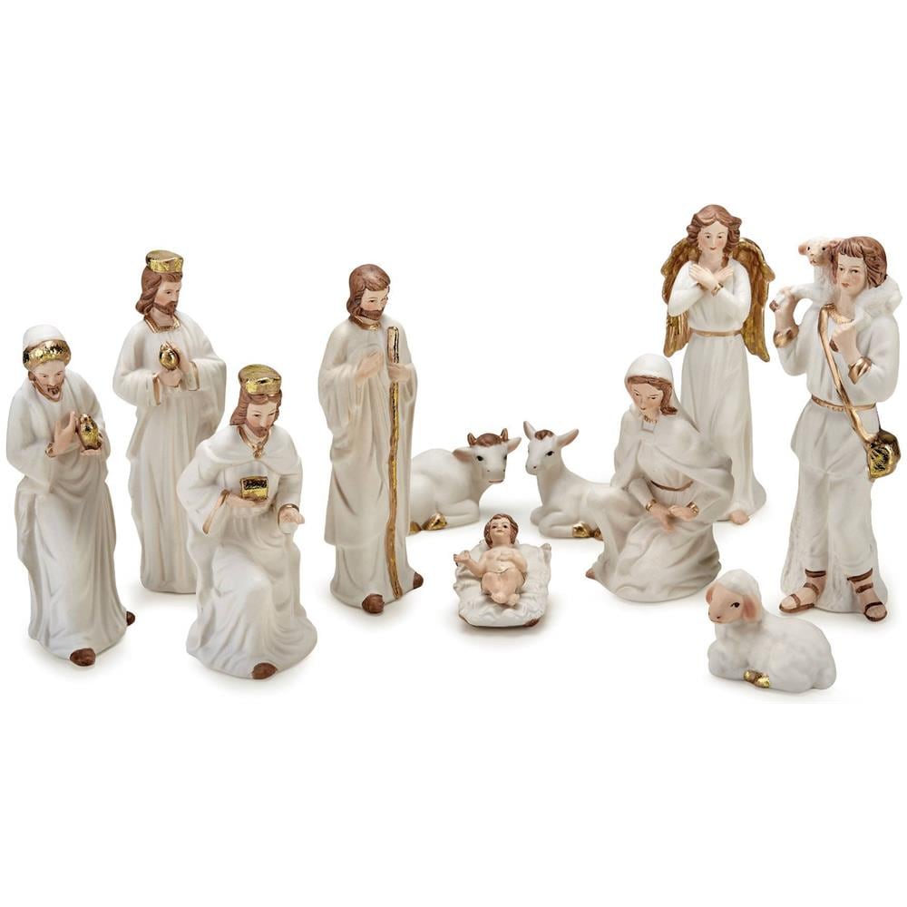 Natività in resina colorata, decorazione natalizia/soprammobile