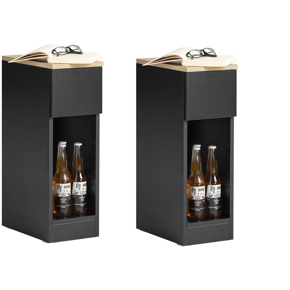 Set 2 Comodini 20x60x35 Cm Neri Fbt111-schx2 - Foto 1