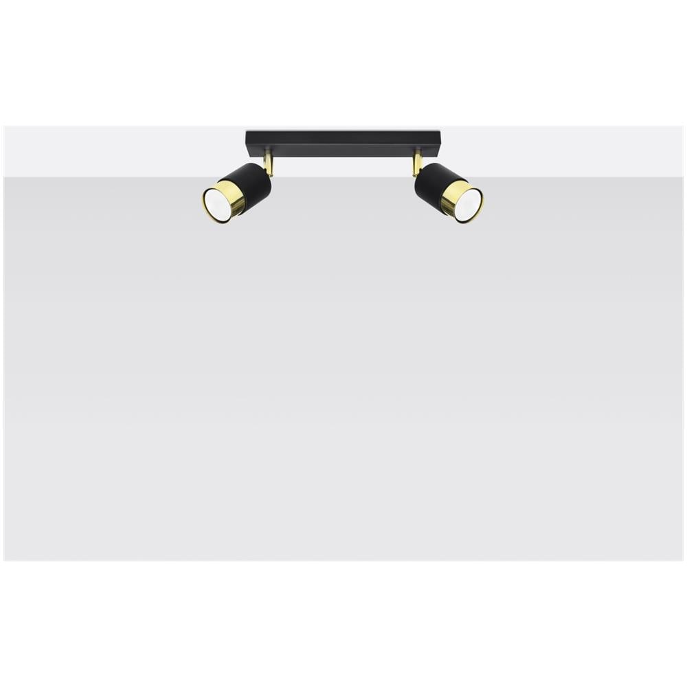 Lampada Da Soffitto Nero 2 Nero /oro Sl. 1070 - Moderno Lampade Da Soffitto Oro Nero 18x30x5 Cm - Foto 2