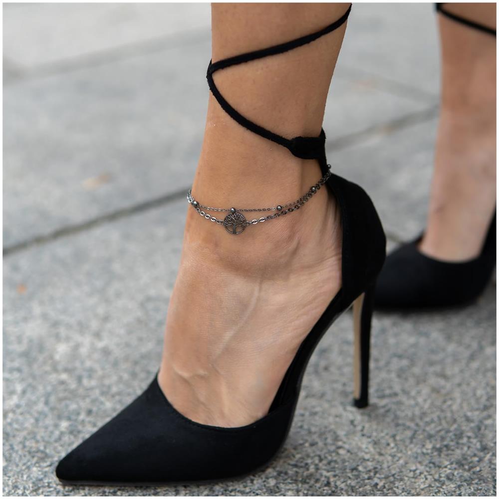 Cavigliera in Argento Sterling, ""Life"", Nero - Foto 6