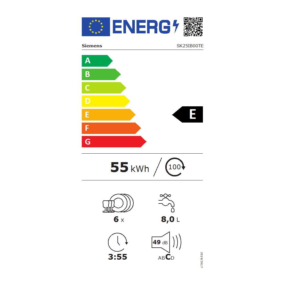 Lavastoviglie iQ500 SK25IB00TE a Libera Installazione Capacità 6 Coperti Classe E Colore Inox - Foto 2