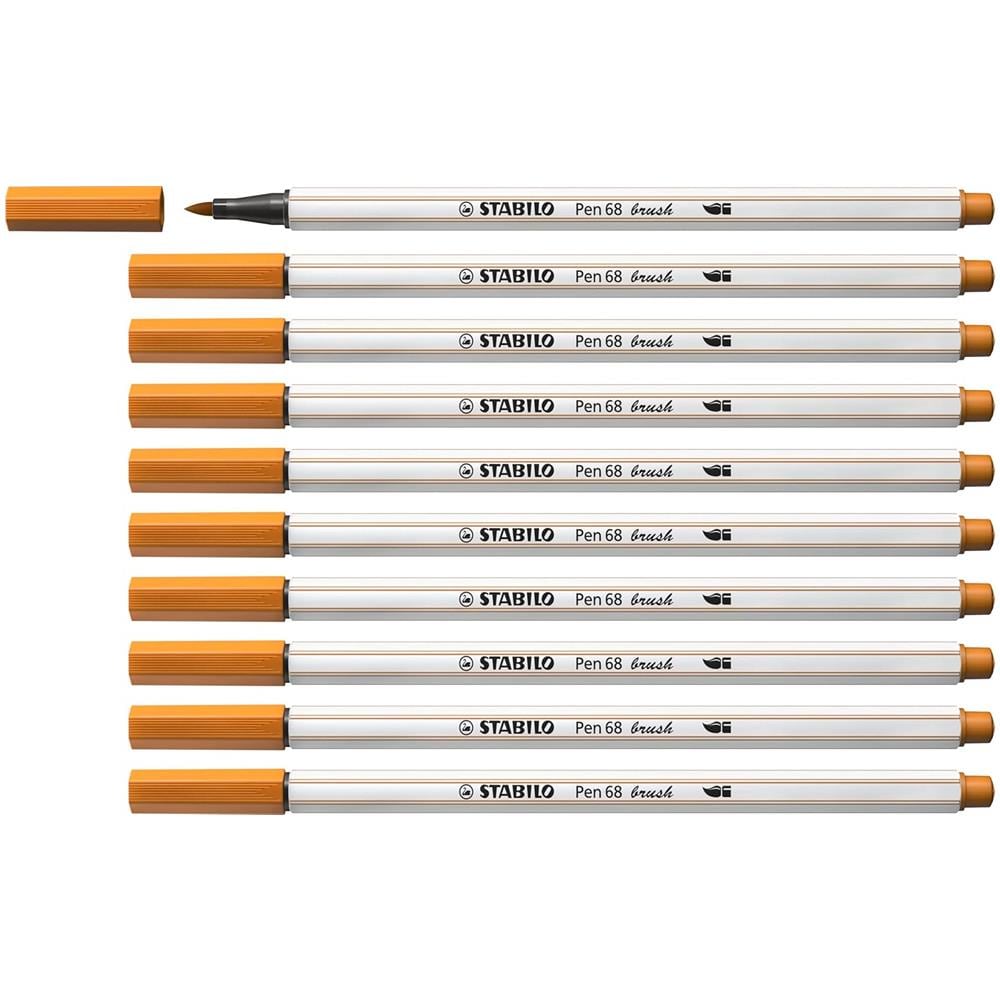 Pen 68 brush - Pennarello Premium con punta a pennello - Confezione da 10 - Ocra Scuro - Foto 1