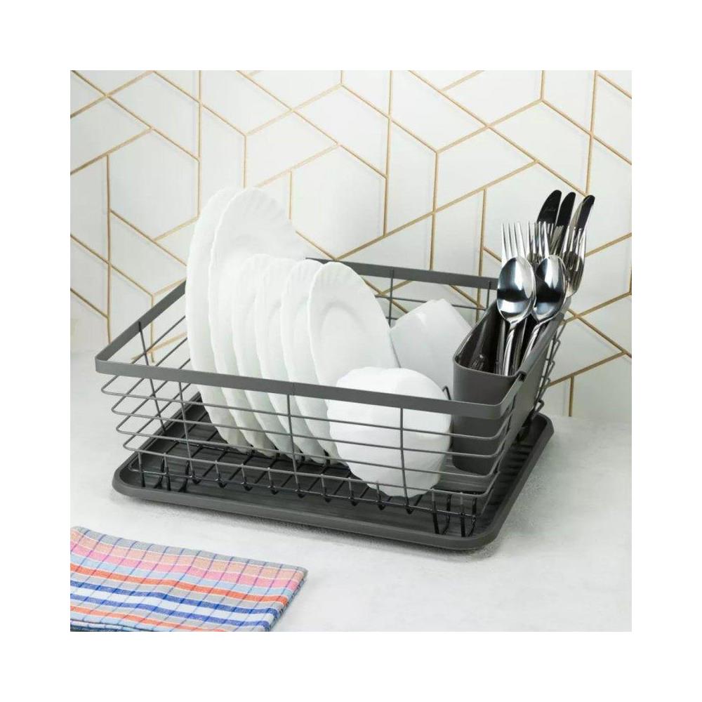 KH-1715 Scolapiatti nero con vassoio per riporre gli utensili da cucina - Foto 2