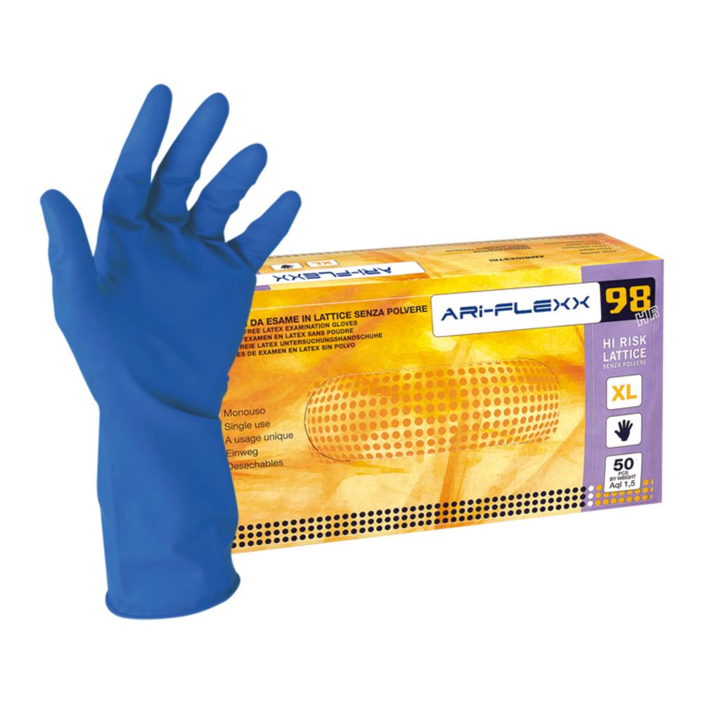 Guanti Hi Risk Ad Alto Spessore In Lattice Senza Polvere Colore Blu Taglia S - Foto 1