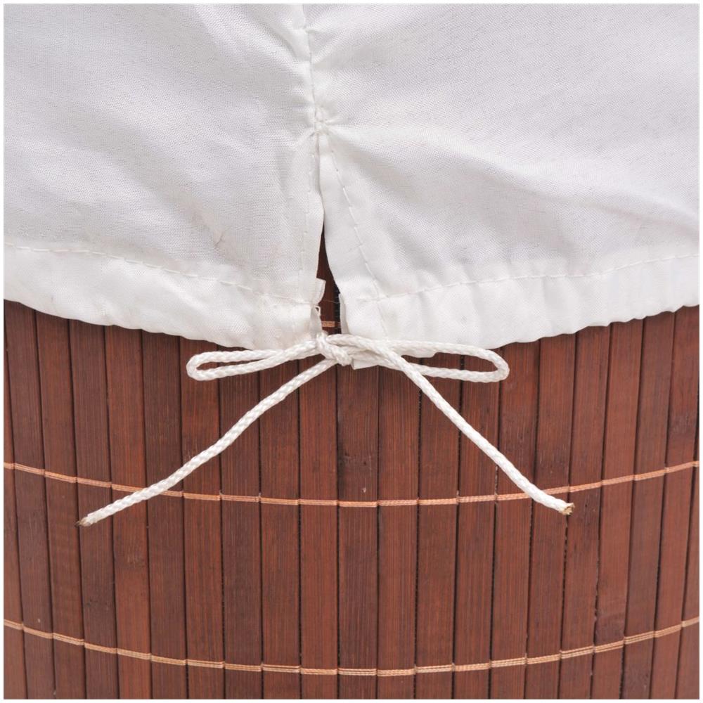 Cesto Portabiancheria In Bambù Rotondo Marrone - Foto 2