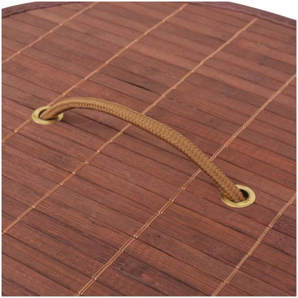 Cesto Portabiancheria In Bambù Rotondo Marrone - Foto 6