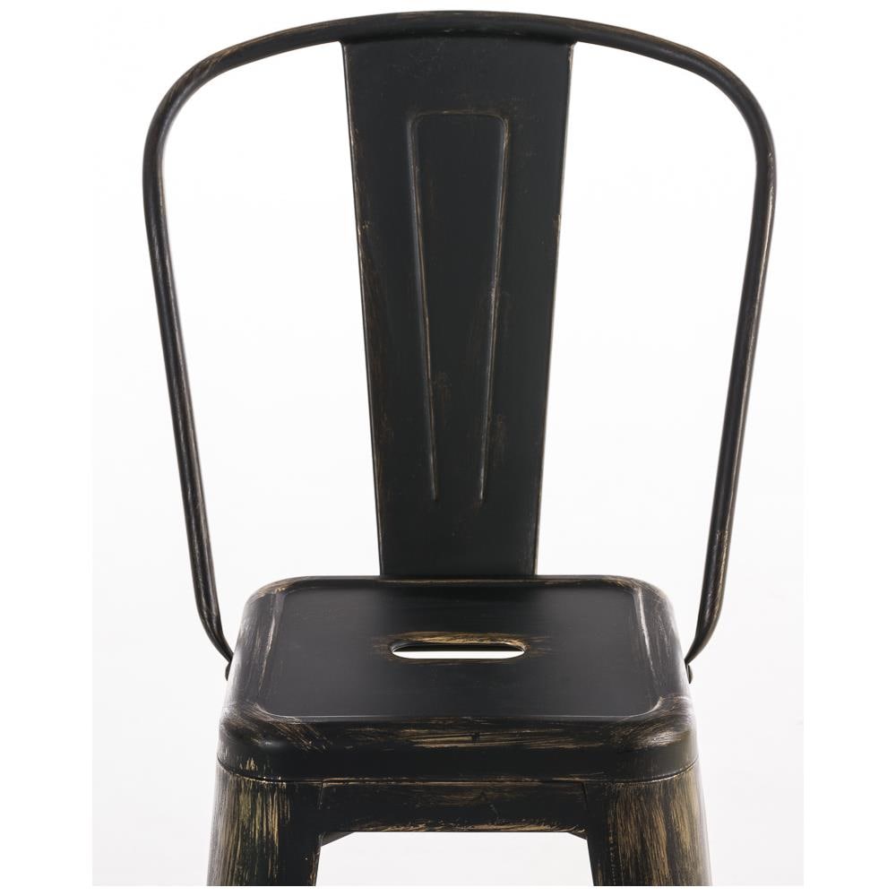 Set 2 Sgabelli Con Schienale Aiden In Metallo - Coppia Sedie Sgabelli Cucina Industriali Verniciati A Polvere Con Poggiapiedi - H77CM Nero-Oro - Foto 1