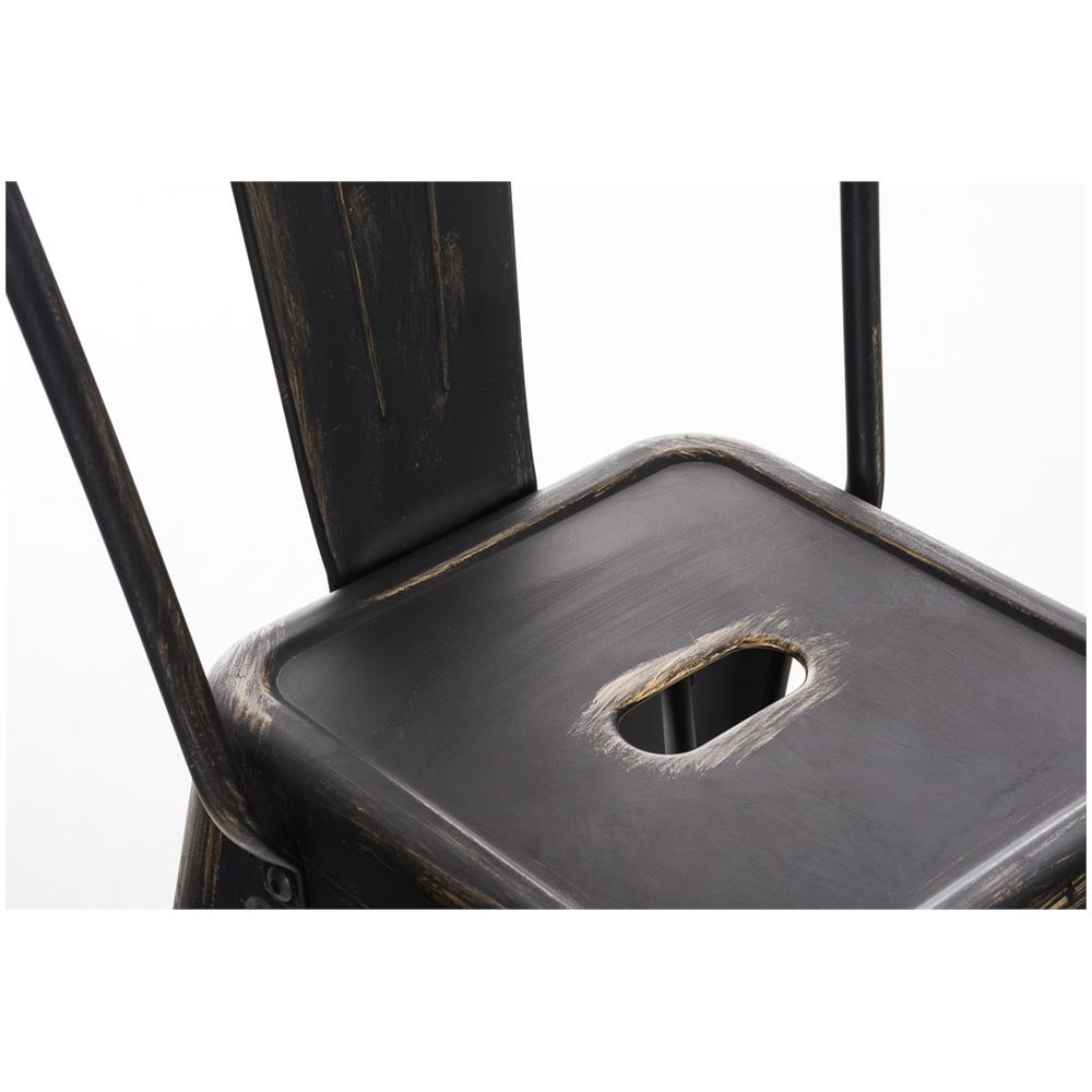 Set 2 Sgabelli Con Schienale Aiden In Metallo - Coppia Sedie Sgabelli Cucina Industriali Verniciati A Polvere Con Poggiapiedi - H77CM Nero-Oro - Foto 2