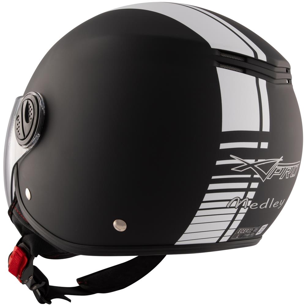 Casco Jet Moto Visiera Parasole Nero Grafica Bianca Arancione Omologato Ece Xs - Foto 2