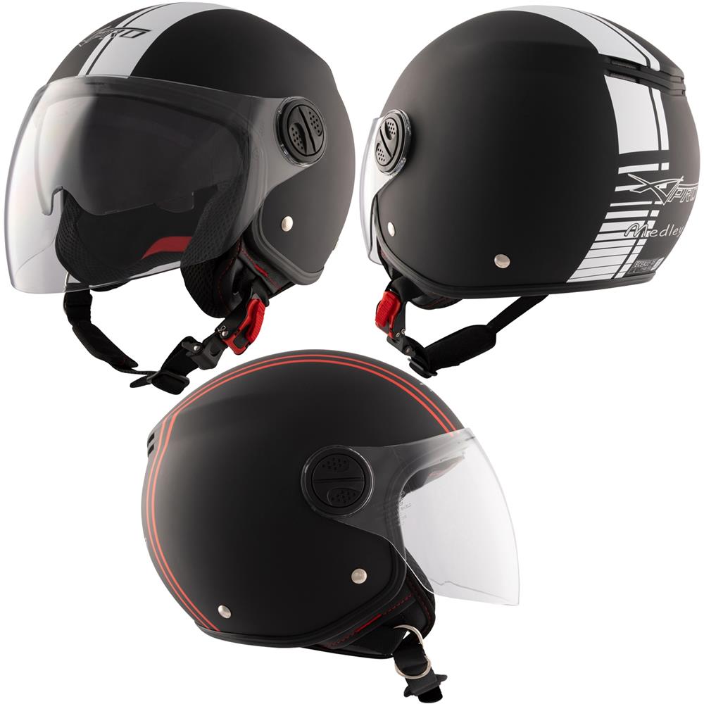 Casco Jet Moto Visiera Parasole Nero Grafica Bianca Arancione Omologato Ece Xs - Foto 1