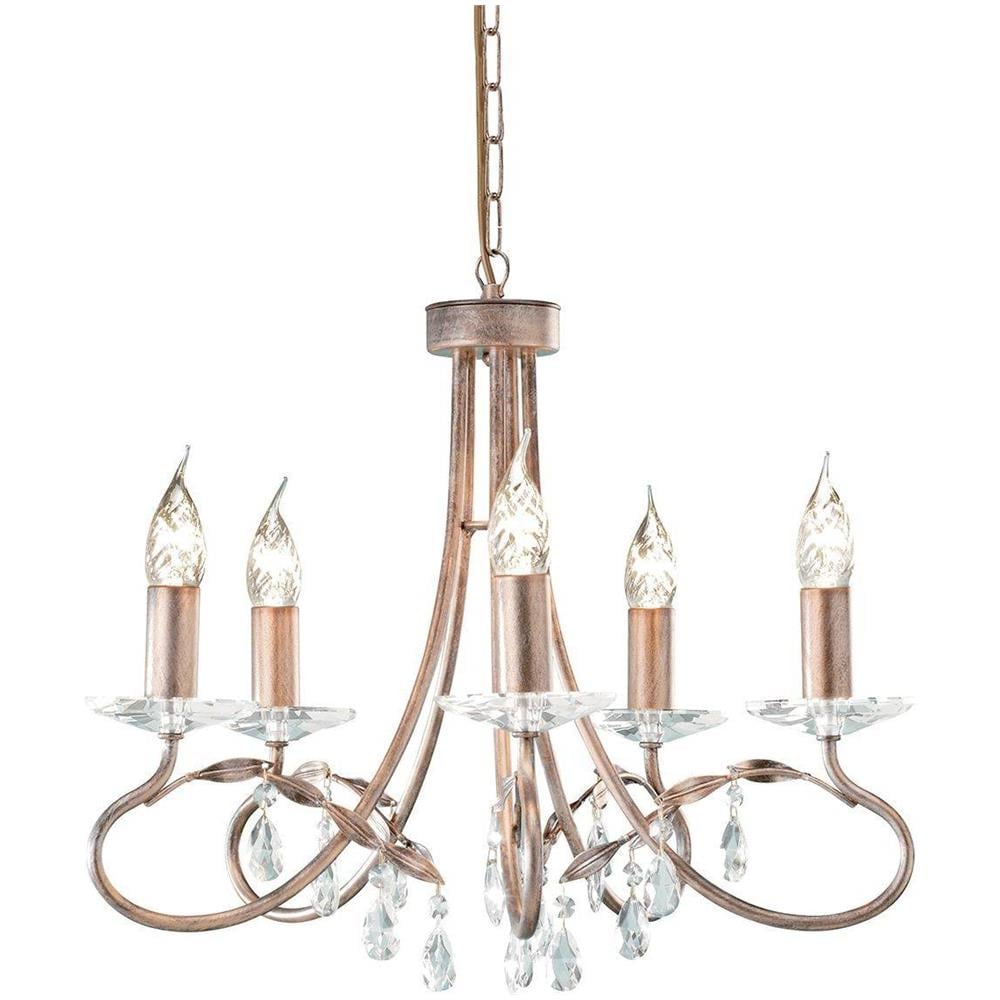 Lampadario A 5 Luci Argento, Finitura Oro, E14 - Foto 1