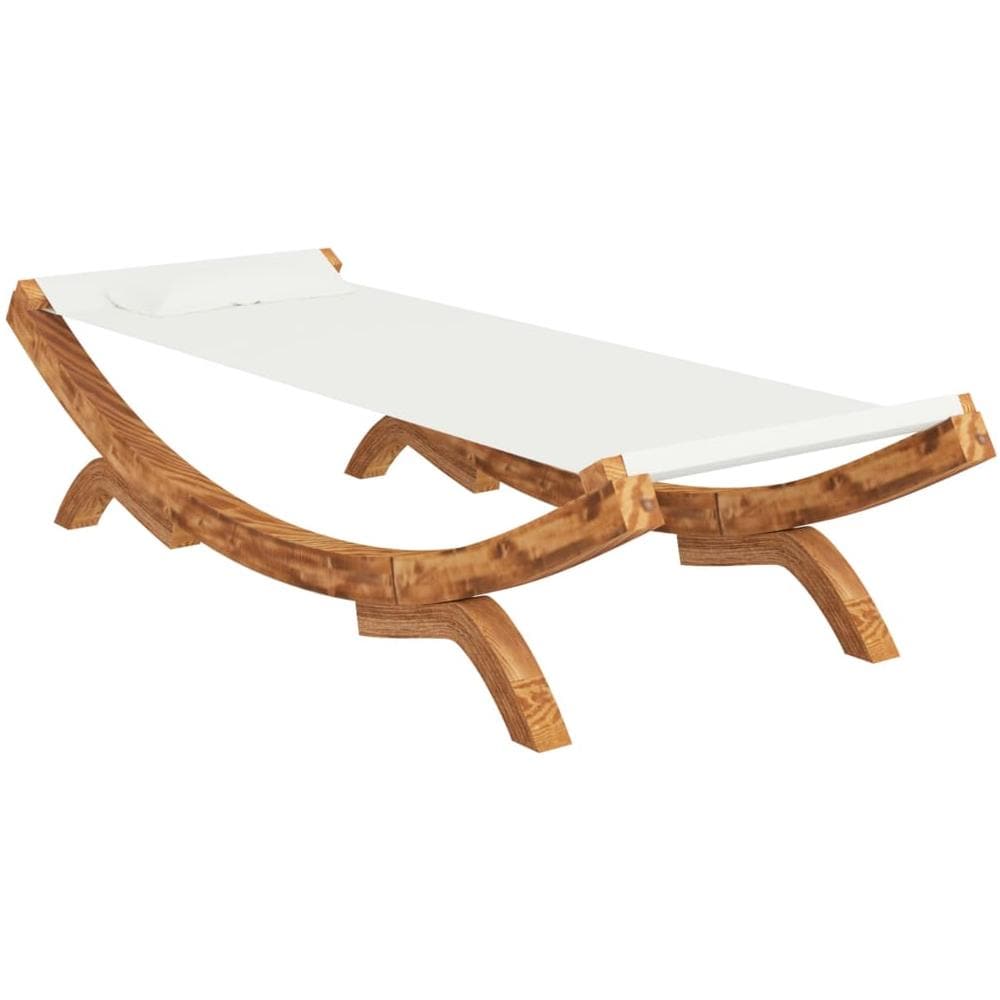 Lettino Prendisole 100x188,5x44 cm in Legno Curvato Crema - Foto 2