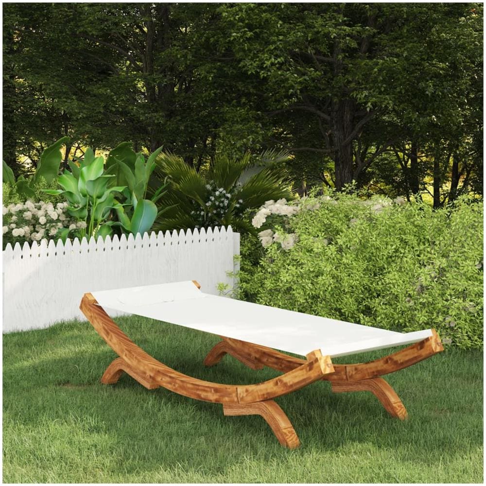 Lettino Prendisole 100x188,5x44 cm in Legno Curvato Crema - Foto 1