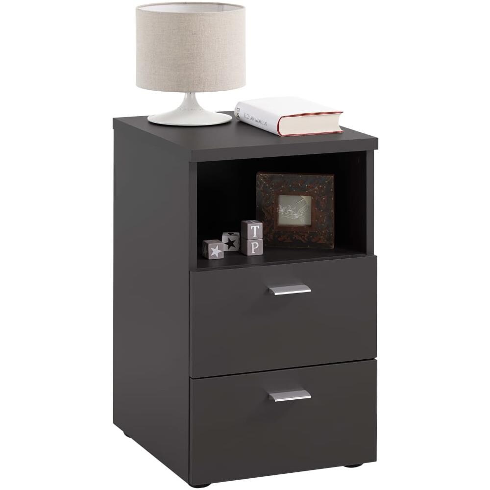 Comodino con cassetto dal design sospeso moderno in truciolato nero