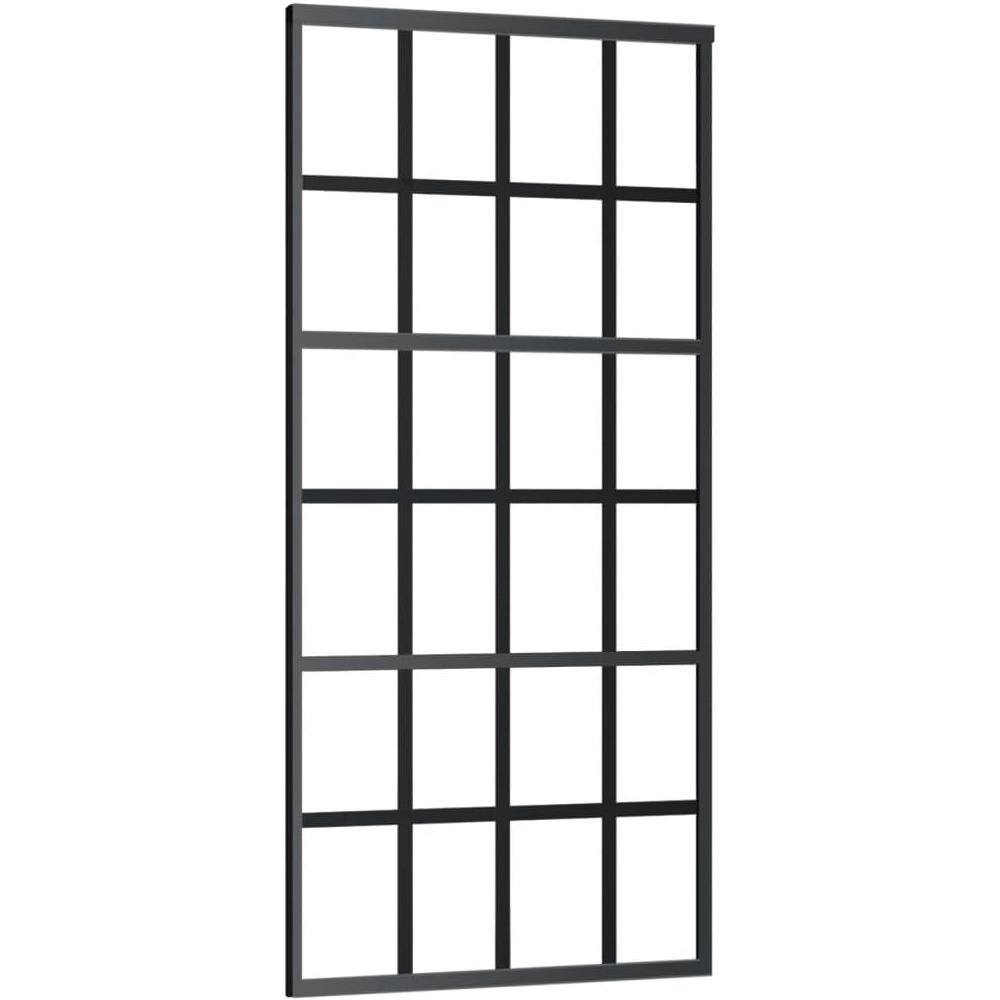 Porta Scorrevole In Vetro Esg E Alluminio 90x205 Cm Nera - Foto 1