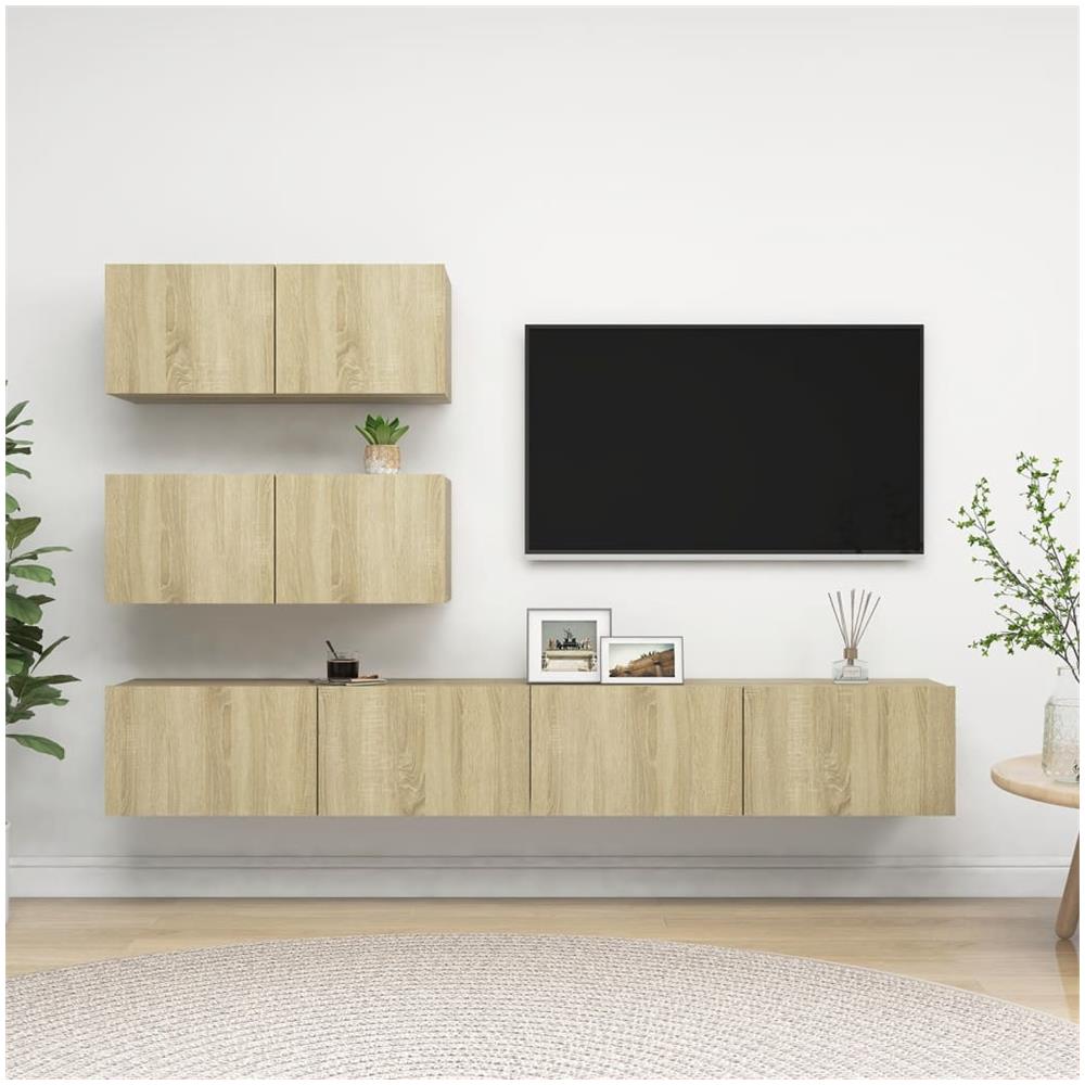 Set Porta Tv 4 Pz Rovere Sonoma In Truciolato - Foto 1